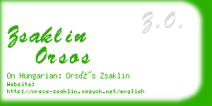 zsaklin orsos business card